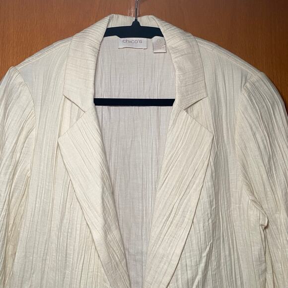 Chico's - Cream Textured Half Sleeve Jacket - Size 0 - Picture 5 of 15
